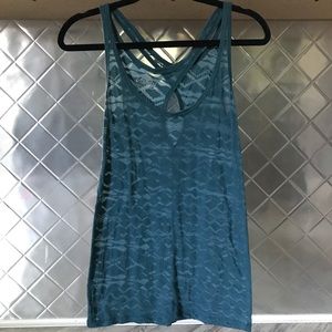 Lace Chevron Dark Turquoise Tank Top